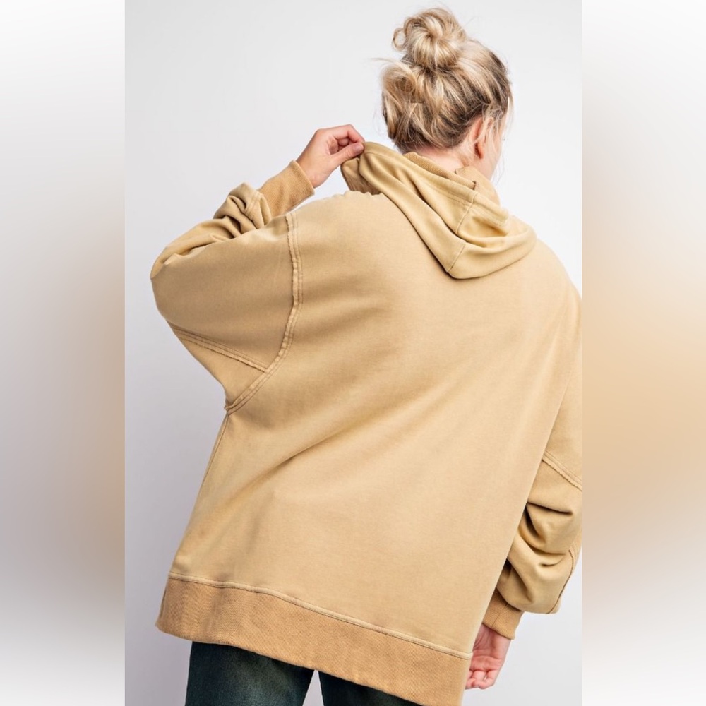 842 ❤️EASEL MINERAL WASHED TERRY KNIT HOODIE - Picture 2 of 4